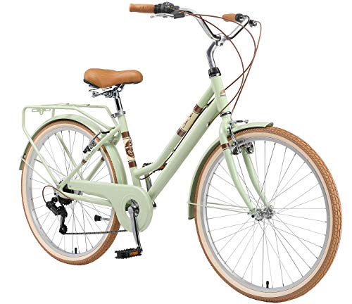 BIKESTAR Bicicleta de Paseo Rueda de 26" Pulgadas | Bici de Cuidad Urbana 7 Velocidades Vintage para Mujeres | Menta