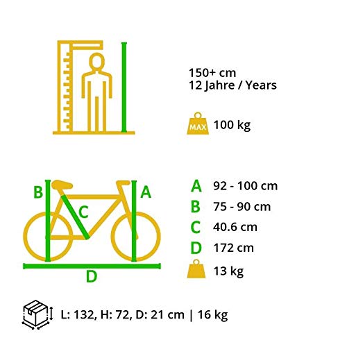 BIKESTAR Bicicleta de Paseo Rueda de 26" Pulgadas | Bici de Cuidad Urbana 7 Velocidades Vintage para Mujeres | Menta