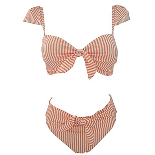 Bikini Elegante Traje De Baño para Mujer Boho Stripes Halter Push Up Bandeau Bikini Set Trajes De Baño Fabuloso Body Traje De Baño para Mujer Biquini L Amarillo
