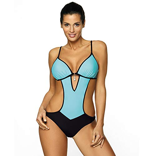 Bikini Traje De Baño De Leopardo Sexy Traje De Baño De Una Pieza Mujeres Push Up Monokini Body Sin Espalda Hollow out Traje De Baño Traje De Baño Mujer M Azul
