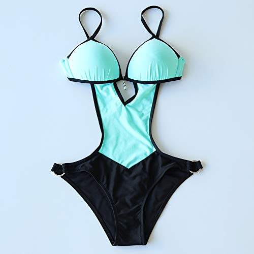 Bikini Traje De Baño De Leopardo Sexy Traje De Baño De Una Pieza Mujeres Push Up Monokini Body Sin Espalda Hollow out Traje De Baño Traje De Baño Mujer M Azul