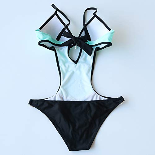 Bikini Traje De Baño De Leopardo Sexy Traje De Baño De Una Pieza Mujeres Push Up Monokini Body Sin Espalda Hollow out Traje De Baño Traje De Baño Mujer M Azul