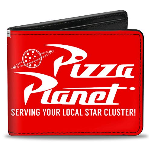 Billetera plegable de poliuretano Toy Story Pizza Planet sirviendo a tu estrella local, rojo y blanco