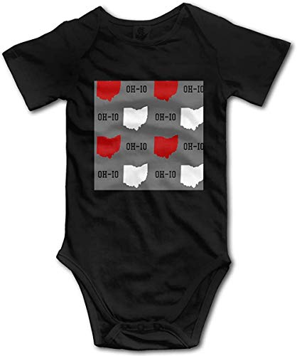 Biooarc Oh-Io State Gray Romper Baby Boys Girls Bodysuit Short Sleeve Jumpsuit T Shirt for Baby Black,12 Months