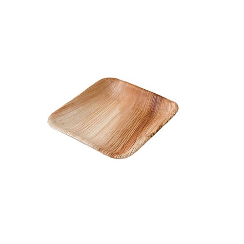 BIOZOYG DTW05369 Plato de Hoja de Palma, 25 uds, Cuadrado, 15x15 cm, Biodegradable