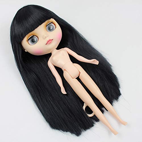 BJD Naked Doll 1/6 Blythe, Ojos Reemplazables De 4 Colores Diferentes, Cara Mate, Muñecas con Cuerpo Articulado, 12 Pulgadas para Maquillar Y Disfrazarse Japan,Black,19joints