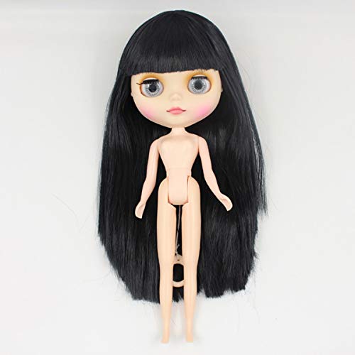 BJD Naked Doll 1/6 Blythe, Ojos Reemplazables De 4 Colores Diferentes, Cara Mate, Muñecas con Cuerpo Articulado, 12 Pulgadas para Maquillar Y Disfrazarse Japan,Black,19joints