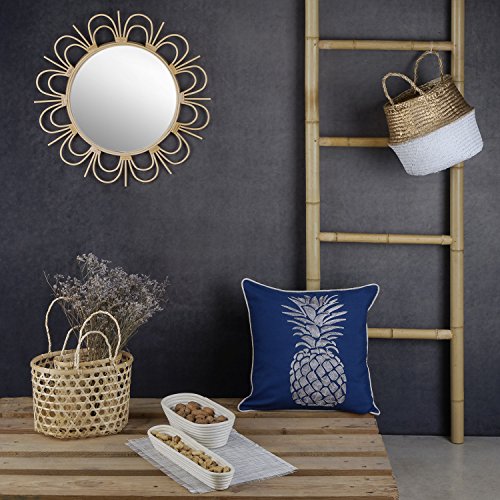 Black Velvet Studio Bol Breakfast ratán, Color Natural. Diseño Natural y Artesano, Alargado 5x9,5x43,5 cm.