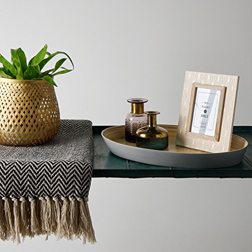 Black Velvet Studio Cesto Singapur bambú, Color Dorado. Diseño Trenzado, Ligero y Fresco. 16x11 cm.