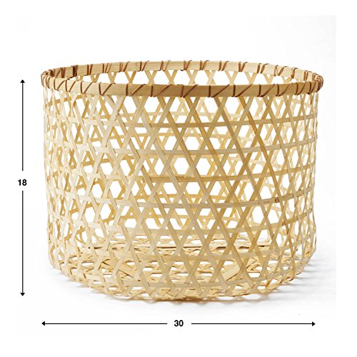 Black Velvet Studio Cesto Vietnam bambú, Color Natural. Circular, Diseño Ligero y Fresco. 18x30x30 cm.
