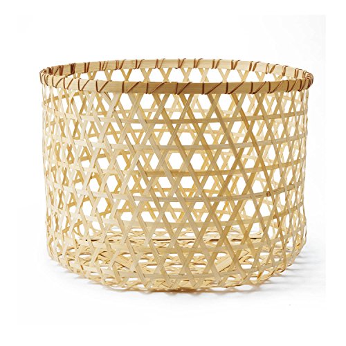 Black Velvet Studio Cesto Vietnam bambú, Color Natural. Circular, Diseño Ligero y Fresco. 18x30x30 cm.