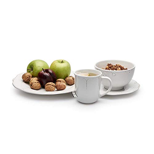 Black Velvet Studio Set vajilla, 4 bols Provenza gres, Color Blanco. Su Grabado sobre Blanco aporta Riqueza y Elegancia. 8X14X14 cm.