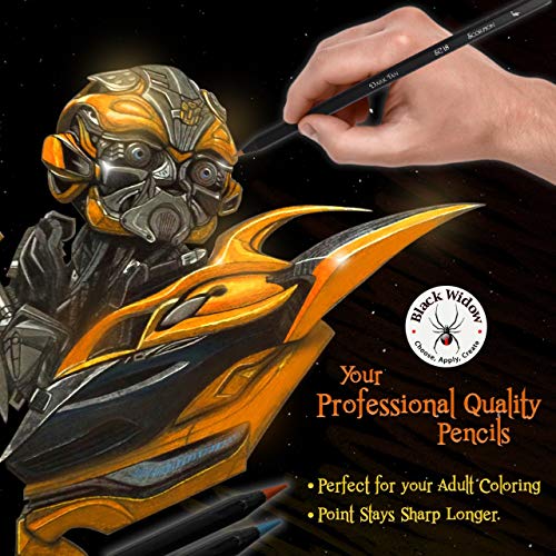 Black Widow - Lápices de colores para adultos, 24 lápices de colores con pigmentos suaves, el mejor juego de lápices de colores para adultos para colorear libros y dibujar