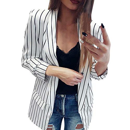 Blazer De Rayas De Chaqueta para Rayas Mujer A Mode De Marca Rayas para Mujer Traje De Chaqueta De Rayas Negras Y Blancas A Rayas Chaqueta De Traje De Cascada En La Promoción De Descuento