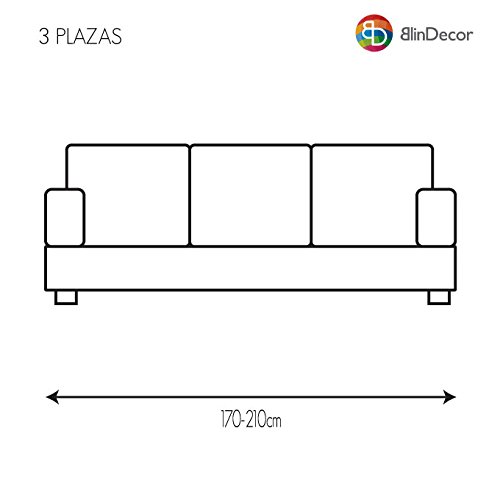 Blindecor Goya Funda de Sofá Elástica 3 Plazas, Tela, Gris