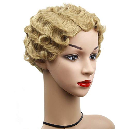 BLISSHair Ombre 613 Peluca rizada corta de cabello brasileñas virgen remy de cabello humano para mujer Peluca rizada corta de cabello virgen 100% sin procesar 8 inch