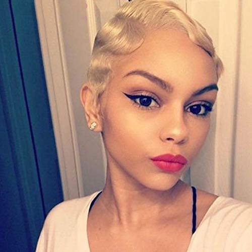 BLISSHair Ombre 613 Peluca rizada corta de cabello brasileñas virgen remy de cabello humano para mujer Peluca rizada corta de cabello virgen 100% sin procesar 8 inch