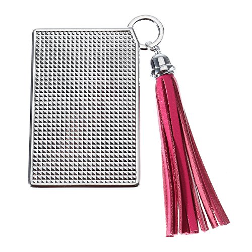 Bluelover Mini Espejos De Maquillaje Portátil con Borlas Caso Mini Pocket Cosméticos Espejo Novedad Compacto