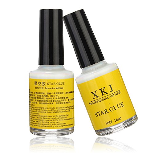 Bluelover Pegamento Blanco Nail Art Transferencia Tips Adhesivo Galaxy Star Foil Sticker 16