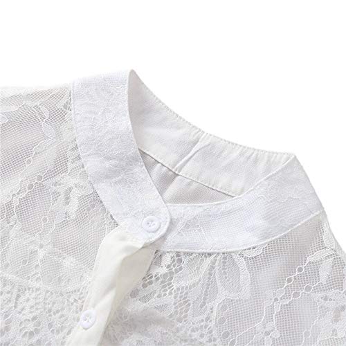 Blusa Mujer Sexy Encaje Camisa De Manga Larga Damas Primavera Verano Casual OL Trabajo Oficina Camisa Camisa Negro Blanco Linterna Manga Camisa S Blan