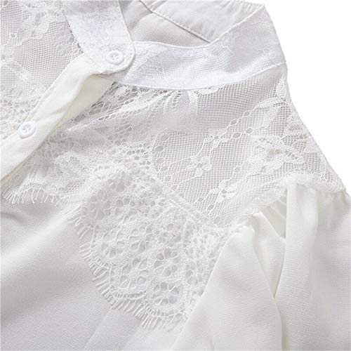 Blusa Mujer Sexy Encaje Camisa De Manga Larga Damas Primavera Verano Casual OL Trabajo Oficina Camisa Camisa Negro Blanco Linterna Manga Camisa S Blan