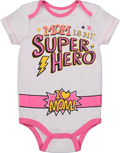 Body con Capa de Mamá Superheroína para el Día de la Madre para Bebé Niña Blanco/Rosa (3-6 Meses)