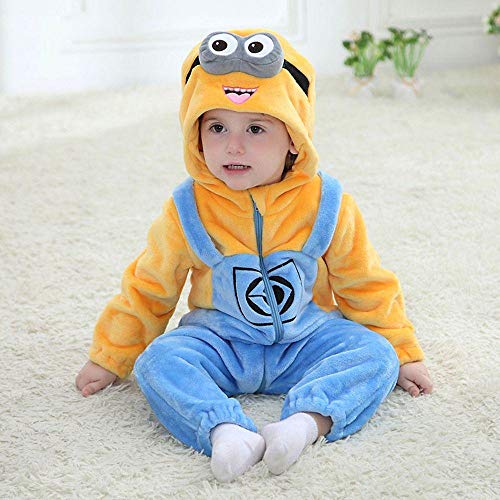 Body De Bebé Minions Kigurumis Disfraz De Cosplay De Dibujos Animados Mono Infantil Mono De Juego De Dormir De Invierno Pijama Divertido De Franela-12M