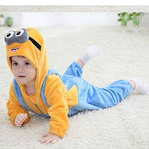 Body De Bebé Minions Kigurumis Disfraz De Cosplay De Dibujos Animados Mono Infantil Mono De Juego De Dormir De Invierno Pijama Divertido De Franela-12M