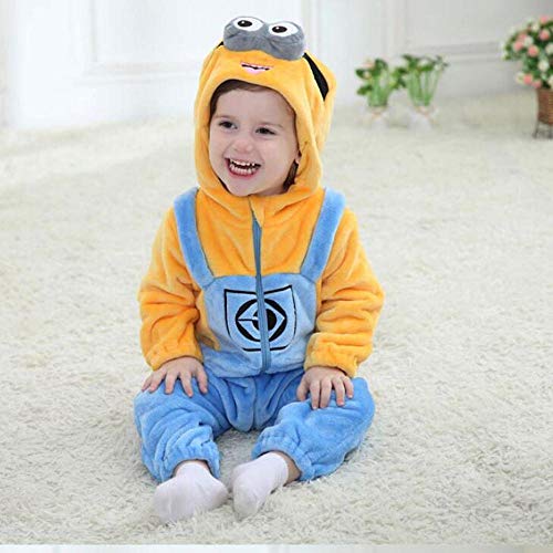 Body De Bebé Minions Kigurumis Disfraz De Cosplay De Dibujos Animados Mono Infantil Mono De Juego De Dormir De Invierno Pijama Divertido De Franela-12M