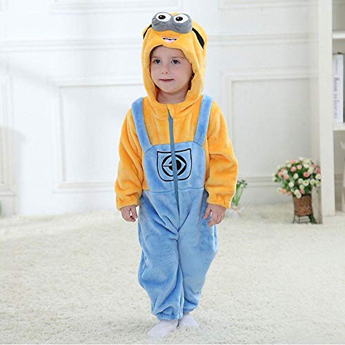 Body De Bebé Minions Kigurumis Disfraz De Cosplay De Dibujos Animados Mono Infantil Mono De Juego De Dormir De Invierno Pijama Divertido De Franela-12M