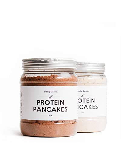 BODY GENIUS Dúo Protein Pancakes (Clásicos y Chocolate). 2x400g. Tortitas Proteicas Sin Azúcar Añadido. Con Proteína Whey Isolate y Harina de Avena. Hecho en España.