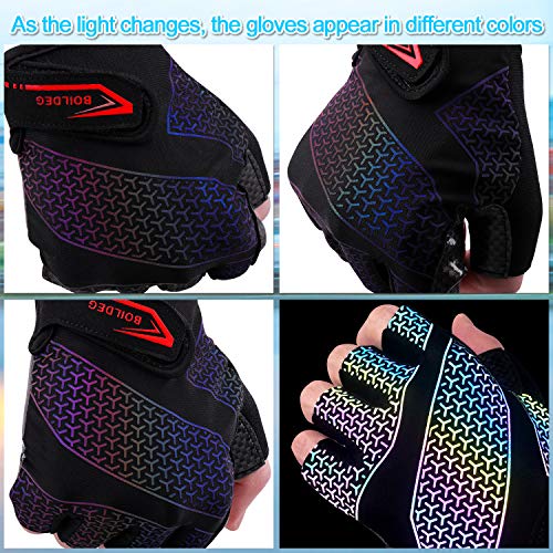 boildeg Guantes de Ciclismo de Bicicleta Guantes de Bicicleta de Carretera de Medio-Dedo para Hombres Mujeres Acolchado Antideslizante Transpirable (Black, L)