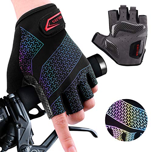 boildeg Guantes de Ciclismo de Bicicleta Guantes de Bicicleta de Carretera de Medio-Dedo para Hombres Mujeres Acolchado Antideslizante Transpirable (Black, L)