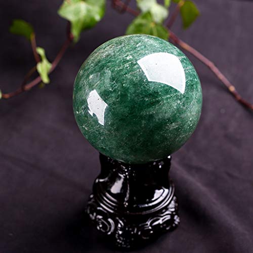 Bola de Cristal Verde natural cristalina de la fresa, la bola de cristal, bola de piedra raro de energía verde for curación de cristal, meditación, Adivinación, Feng Shui, Hecho a Mano (90mm) Decoraci