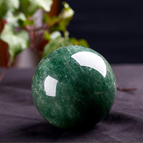 Bola de Cristal Verde Natural cristalina de la Fresa, la Bola de Cristal, Bola de Piedra Raro de energía Verde for curación de Cristal, meditación, Adivinación, Feng Shui, Hecho a Mano (90mm) Bola de