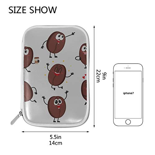 Bolígrafo con cremallera Divertido grano de café Rostro humano Niñas Estuche de maquillaje Lazy Makeup Bag Estuche de maquillaje multifuncional Grande para hombres Mujeres