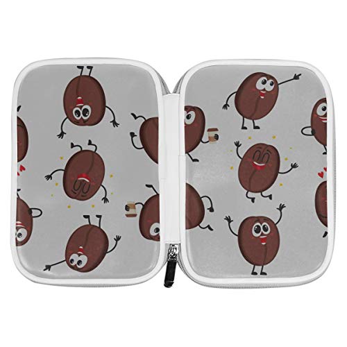 Bolígrafo con cremallera Divertido grano de café Rostro humano Niñas Estuche de maquillaje Lazy Makeup Bag Estuche de maquillaje multifuncional Grande para hombres Mujeres