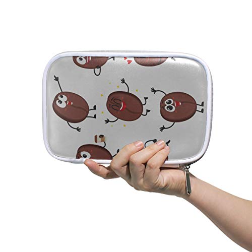 Bolígrafo con cremallera Divertido grano de café Rostro humano Niñas Estuche de maquillaje Lazy Makeup Bag Estuche de maquillaje multifuncional Grande para hombres Mujeres