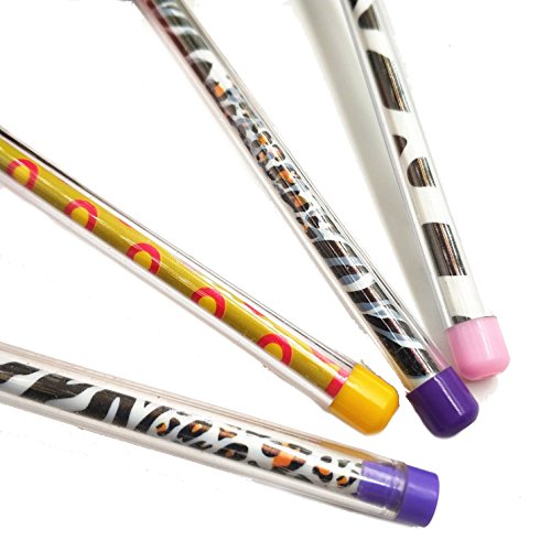 Bolígrafo con pompón de pompón de tinta negra, con pompón, color rosa, naranja, morado, amarillo, negro, rojo, para la escuela, oficina, familia, 4 unidades, colores al azar