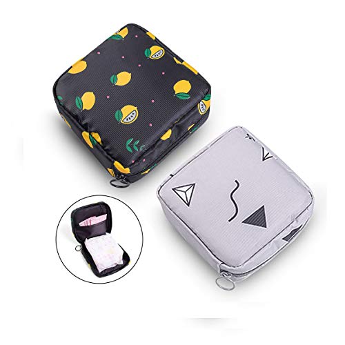 Bolsa de almacenamiento para servilletas sanitarias,bolsa menstrual, portátil para servilletas sanitarias con cremallera para menstruación femenina de primer período para mujeres (2 unidades)