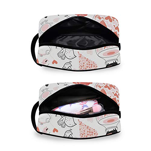 Bolsa de aseo portátil Deziro Love Kiss para viaje, impermeable, organizador de maquillaje, bolsa de cosméticos para mujeres y niñas