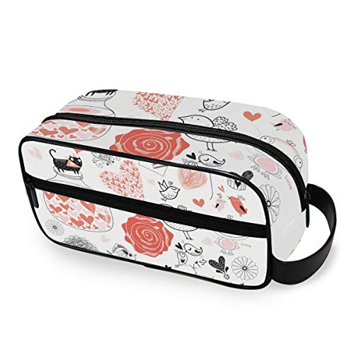 Bolsa de aseo portátil Deziro Love Kiss para viaje, impermeable, organizador de maquillaje, bolsa de cosméticos para mujeres y niñas