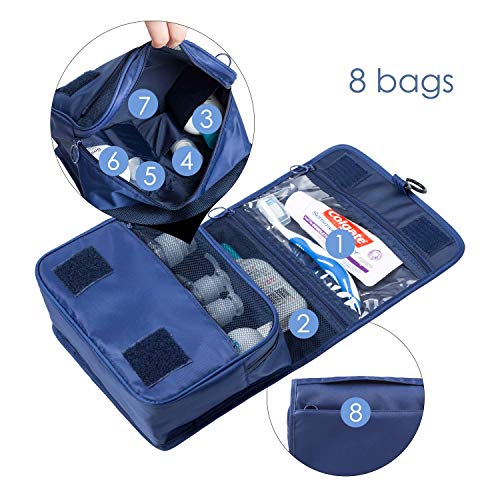 Bolsa de baño ElifeAcc Travel, plegable, portátil, 7 litros, azul marino