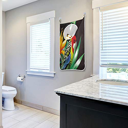 Bolsa de cesto para lavandería Animales tropicales Aves Loro Guacamayo y tucán en canasta de lavandería extraíble Con puerta de acero inoxidable ajustable gratis 2 piezas Ventosa Ahorro de espacio