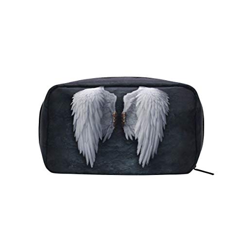 Bolsa de maquillaje con alas de ángel de noche negras, bolsa de cosméticos