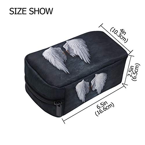Bolsa de maquillaje con alas de ángel de noche negras, bolsa de cosméticos