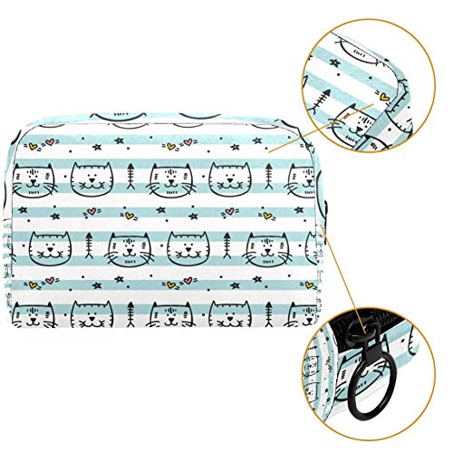 Bolsa de maquillaje con cara de gato de dibujos animados para maquillaje, bolsa de lavado de gimnasio bolsa organizador de cosméticos bolsa de viaje para hombres y mujeres
