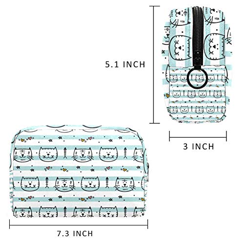 Bolsa de maquillaje con cara de gato de dibujos animados para maquillaje, bolsa de lavado de gimnasio bolsa organizador de cosméticos bolsa de viaje para hombres y mujeres