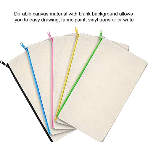 Bolsa de Maquillaje de Lona Bolsa de Lápices con Cremallera Bolsas de Cosméticos para Viaje Manualidades Escuela, Multicolor (15 Piezas)