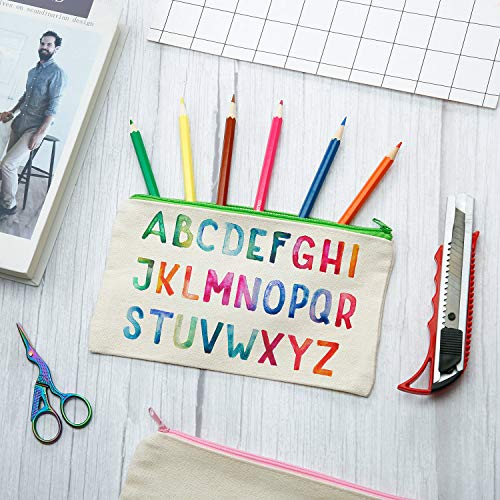 Bolsa de Maquillaje de Lona Bolsa de Lápices con Cremallera Bolsas de Cosméticos para Viaje Manualidades Escuela, Multicolor (15 Piezas)